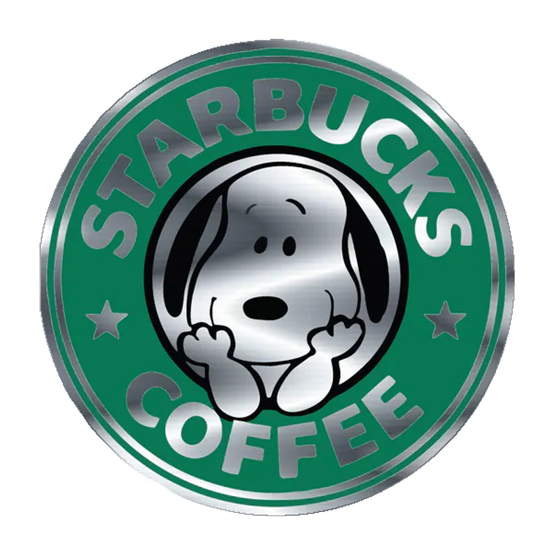 Snoopy Coffee Silver Chrome Vinyl Decal - Custom Size