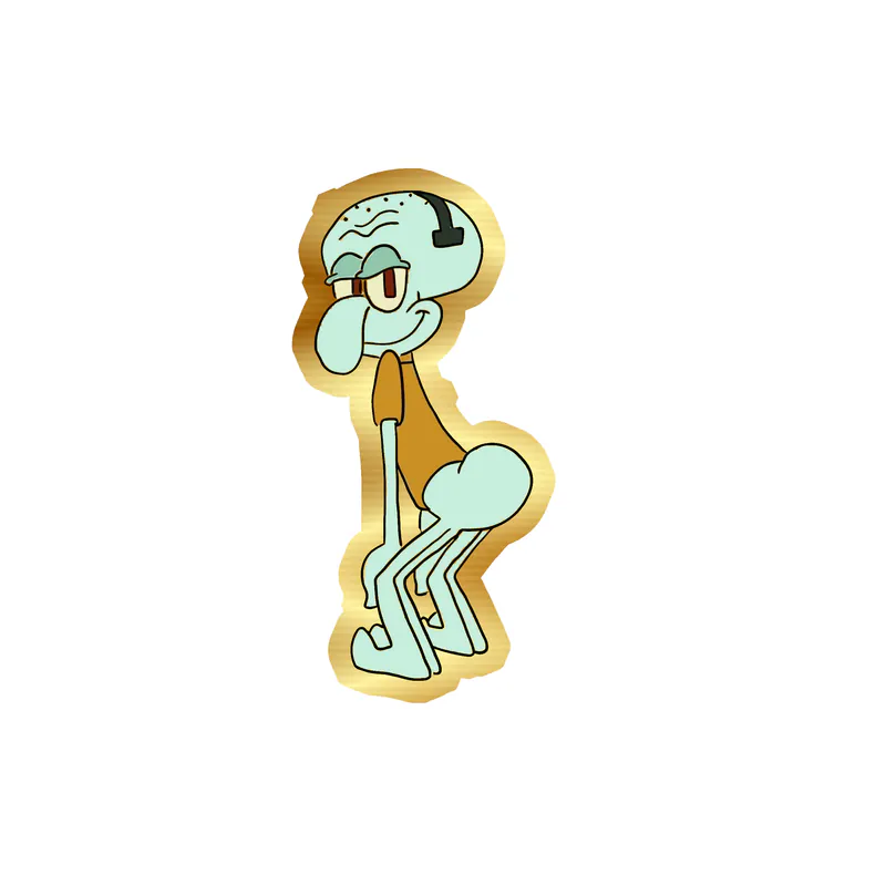 Spongebob - Squidward - Gold Chrome Vinyl Decal - Custom Size