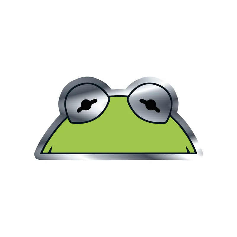 Kermit- Peaking - Silver Chrome Vinyl Decal - Custom Size