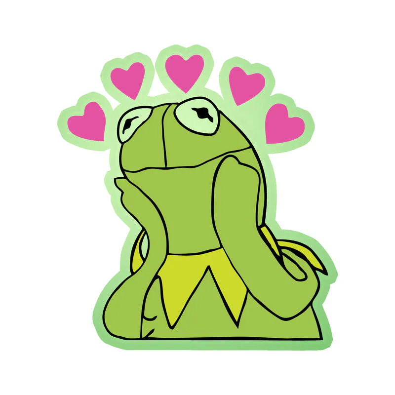 Kermit- Love - Glow in the Dark Vinyl Decal - Custom Size