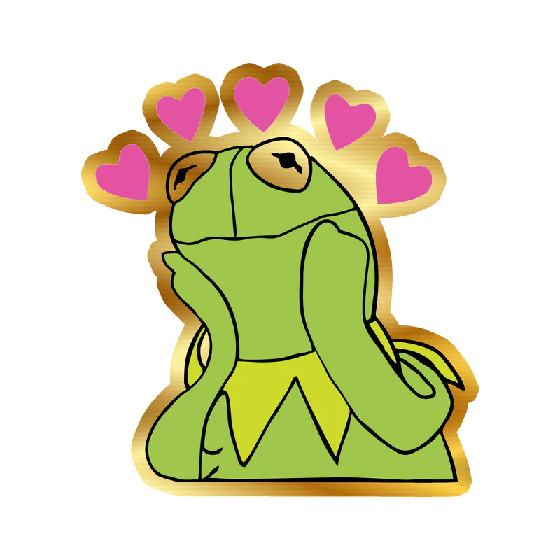 Kermit- Love - Gold Chrome Vinyl Decal - Custom Size