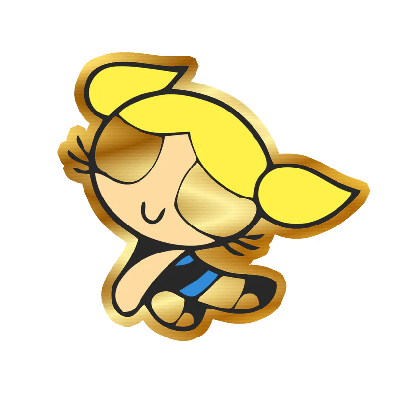 Powerpuff Girls- Bubbles - Gold Chrome Vinyl Decal - Custom Size
