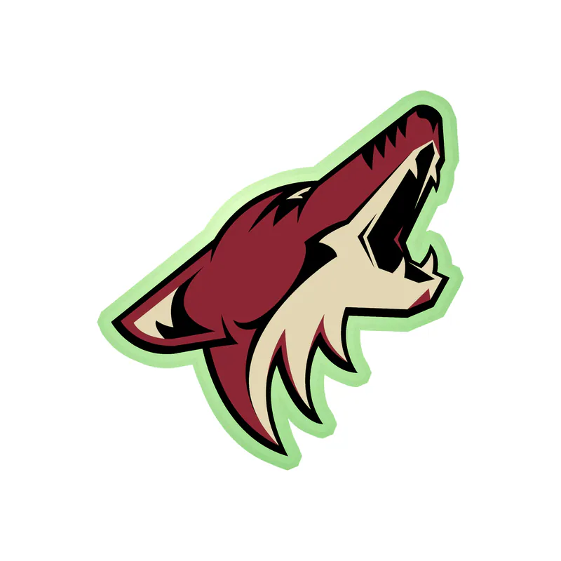 Arizona Coyotes - Coyote Head - Glow in the Dark Vinyl Sticker - Custom Size
