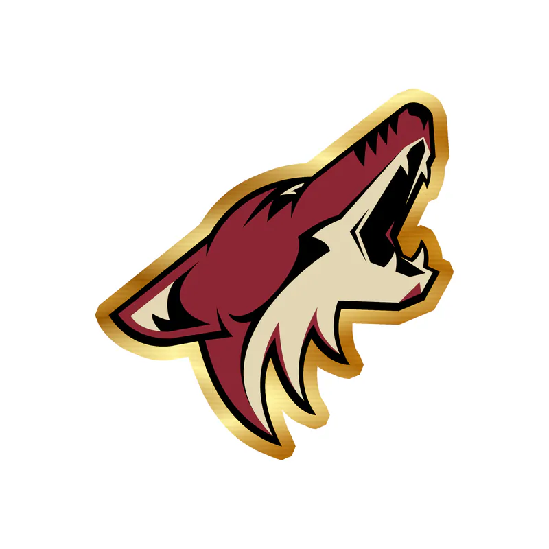 Arizona Coyotes - Coyote Head - Gold Chrome Vinyl Sticker - Custom Size