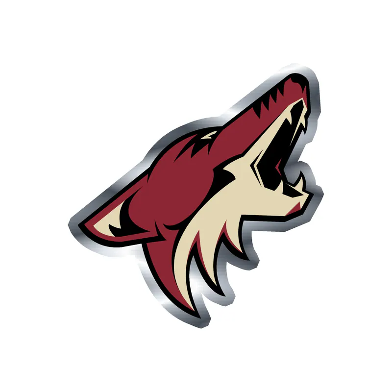 Arizona Coyotes - Coyote Head - Silver Chrome Vinyl Sticker - Custom Size