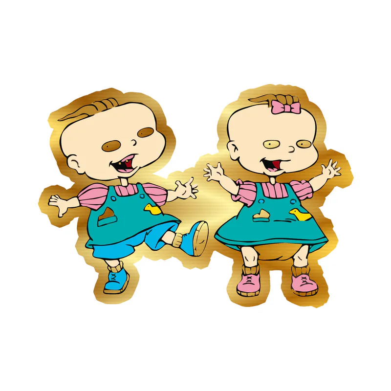 Rugrats - Phil and Lil - Gold Chrome Vinyl Sticker - Custom Size