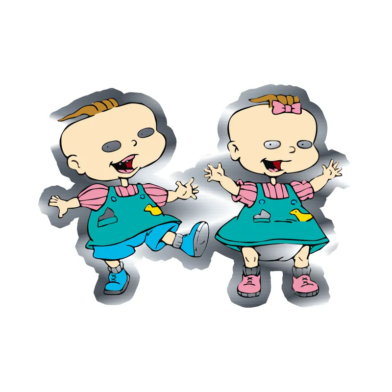 Rugrats - Phil and Lil - Silver Chrome Vinyl Sticker - Custom Size