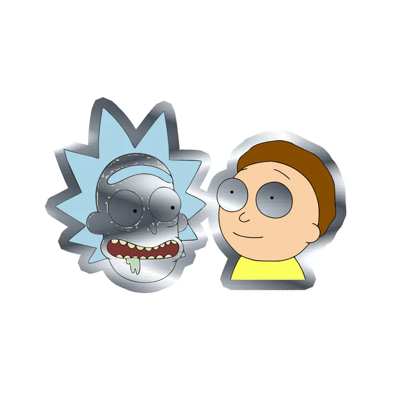 Rick And Morty - Silver Chrome Vinyl Sticker - Custom Size