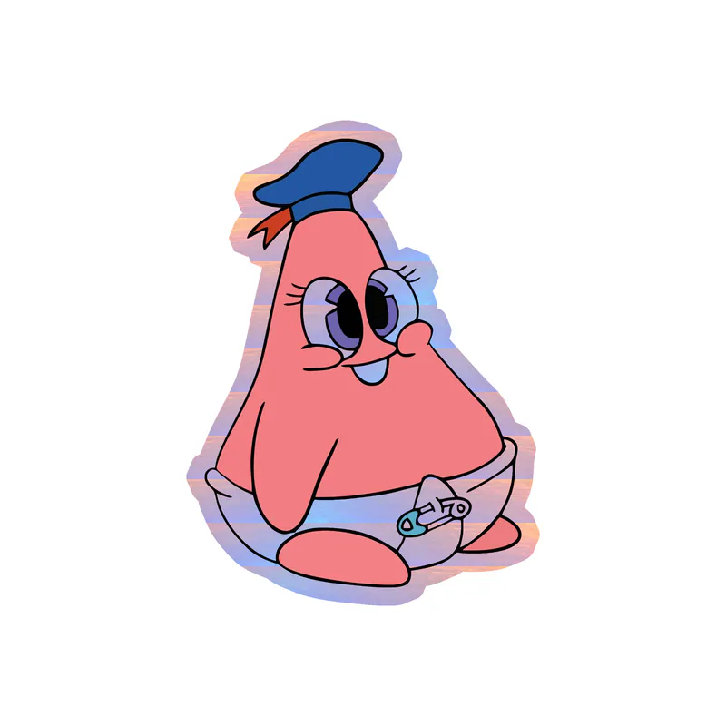Spongebob - Baby Patrick Holographic Vinyl Decal - Custom Size