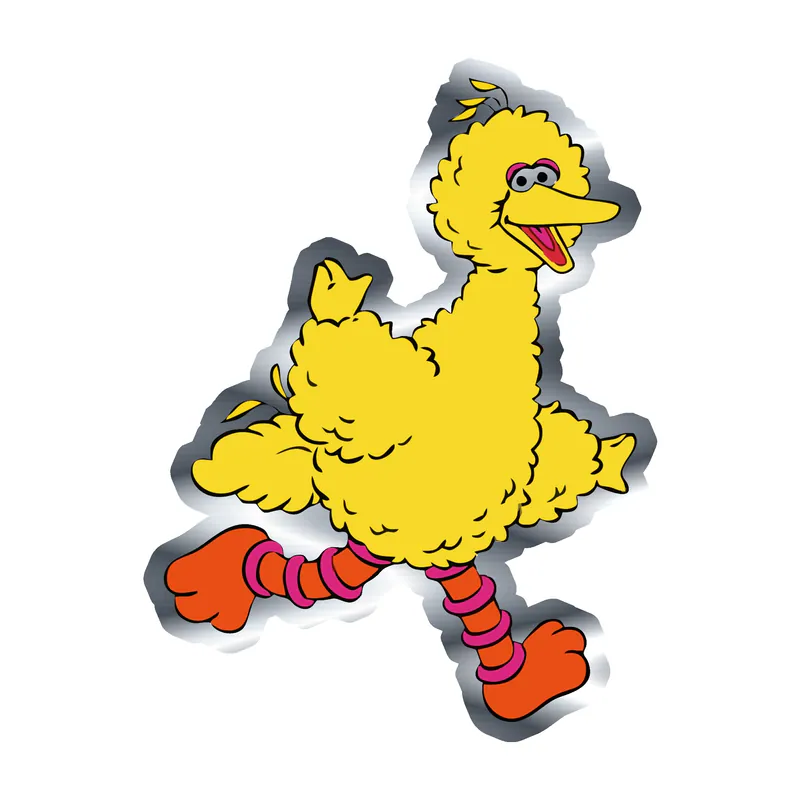Sesame Street- Big Bird - Silver Chrome Vinyl Sticker - Custom Size