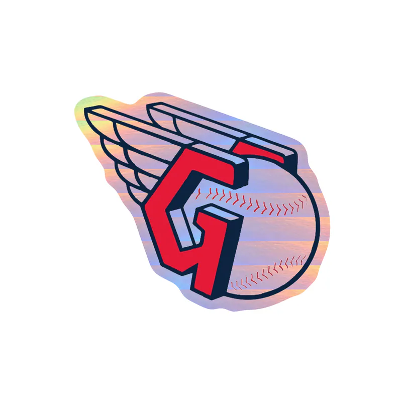 Cleveland Indians - Baseball With Wings - Holographic Vinyl Sticker - Custom Size