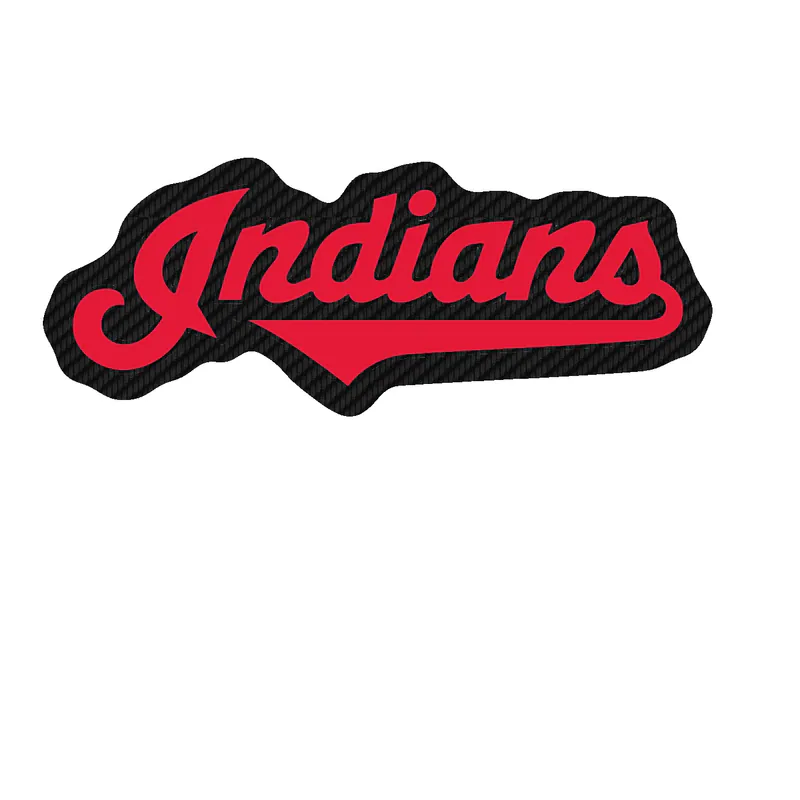 Cleveland Indians - Indians Cursive - Carbon Fiber Vinyl Sticker - Custom Size