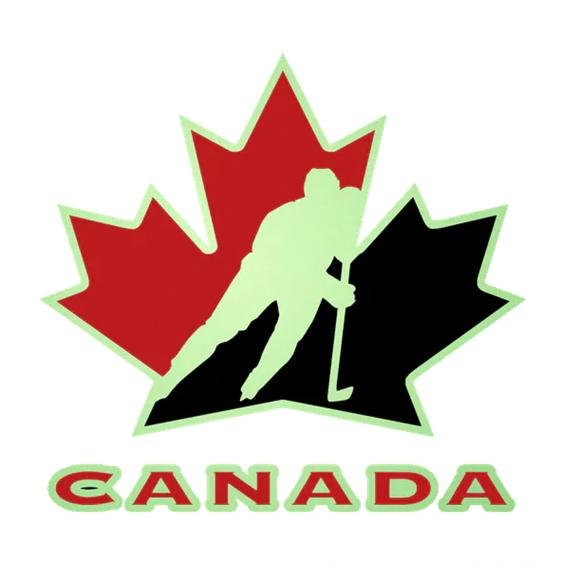 Canadian Hockey National Team - Canadian With Maple Leaf - Glow in the Dark Vinyl Sticker - Custom Size