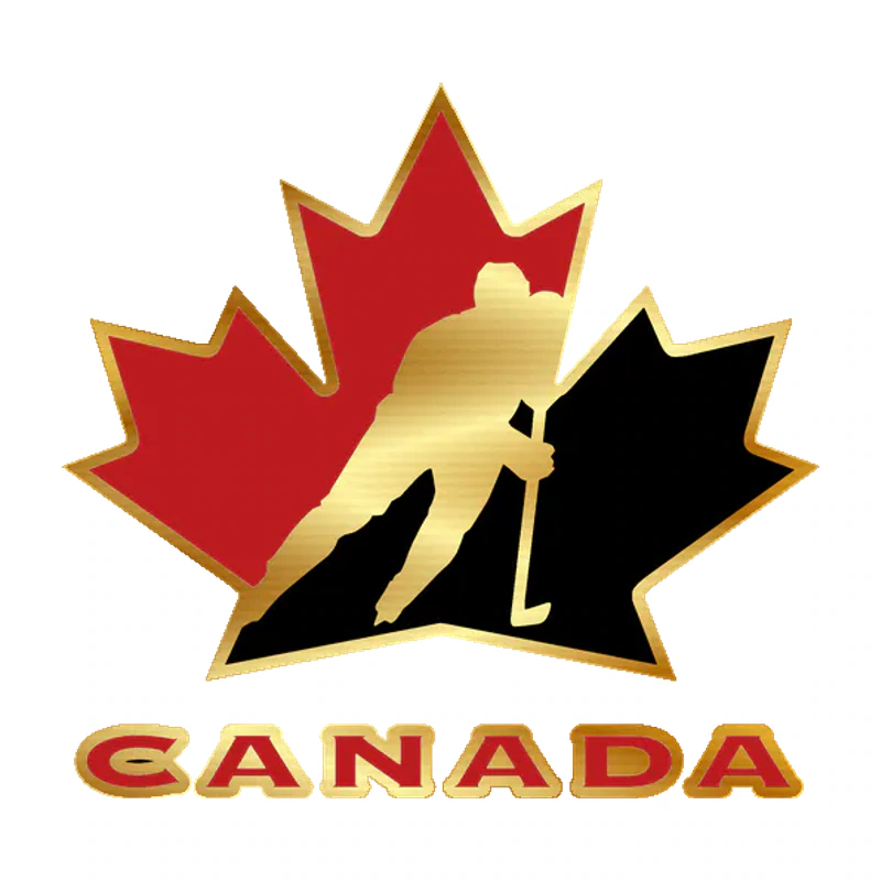 Canadian Hockey National Team - Canadian With Maple Leaf - Gold Chrome Vinyl Sticker - Custom Size