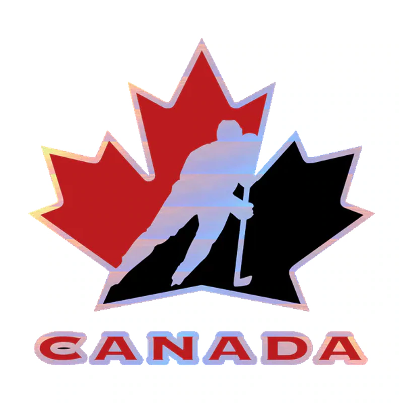 Canadian Hockey National Team - Canadian With Maple Leaf - Holographic Vinyl Sticker - Custom Size