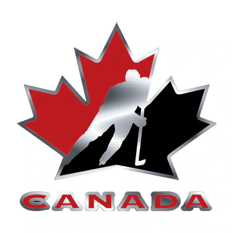 Canadian Hockey National Team - Canadian With Maple Leaf - Silver Chrome Vinyl Sticker - Custom Size