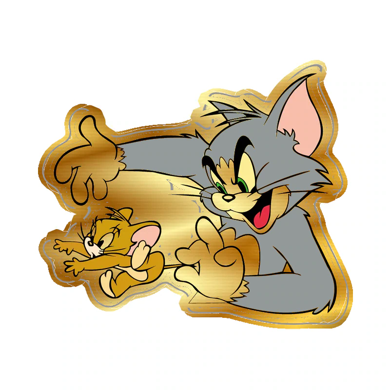 Tom and Jerry - Gold Chrome Vinyl Sticker - Custom Size