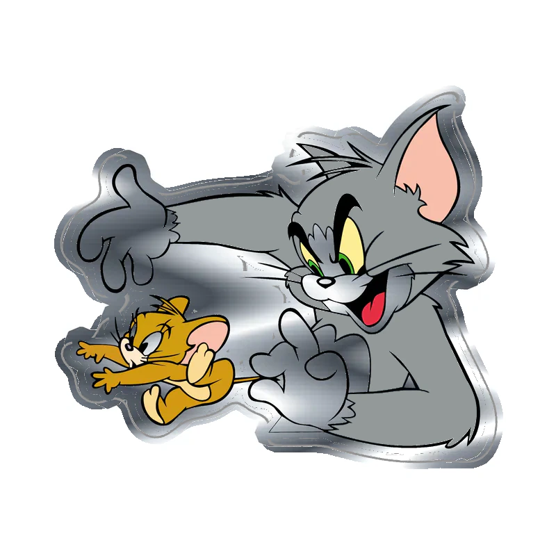 Tom and Jerry - Silver Chrome Vinyl Sticker - Custom Size