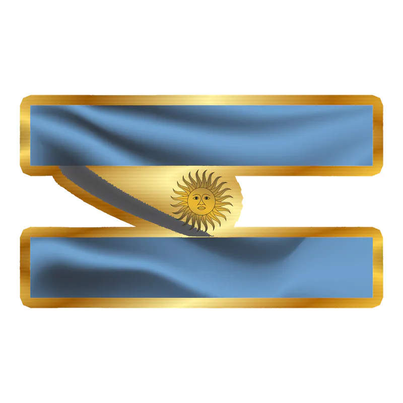 Argentina Flag Waving Gold Chrome Vinyl Decal - Custom Size