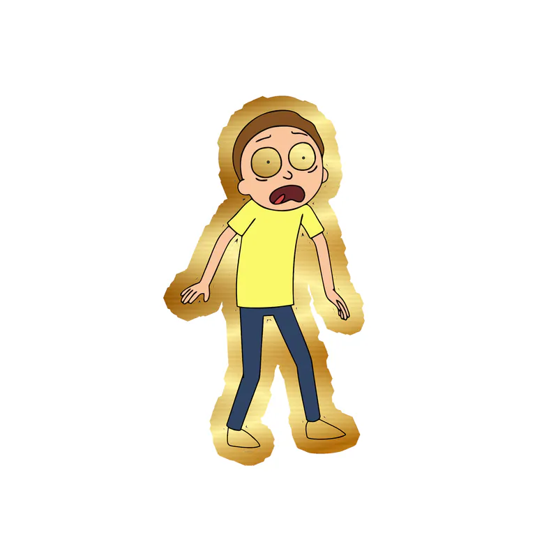 Rick And Morty - Gold Chrome Vinyl Sticker - Custom Size
