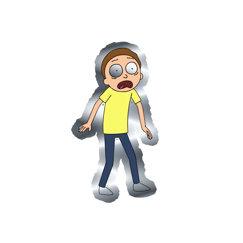Rick And Morty - Silver Chrome Vinyl Sticker - Custom Size