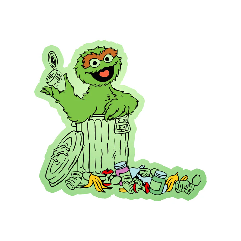 Sesame Street- Oscar the Grouch - Glow in the Dark Vinyl Sticker - Custom Size