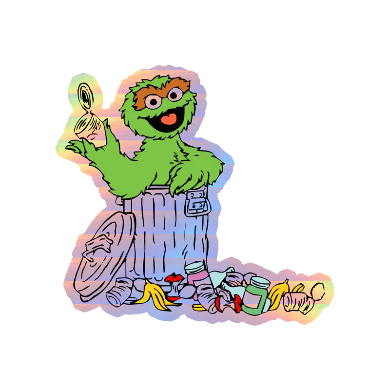 Sesame Street- Oscar the Grouch - Holographic Vinyl Sticker - Custom Size