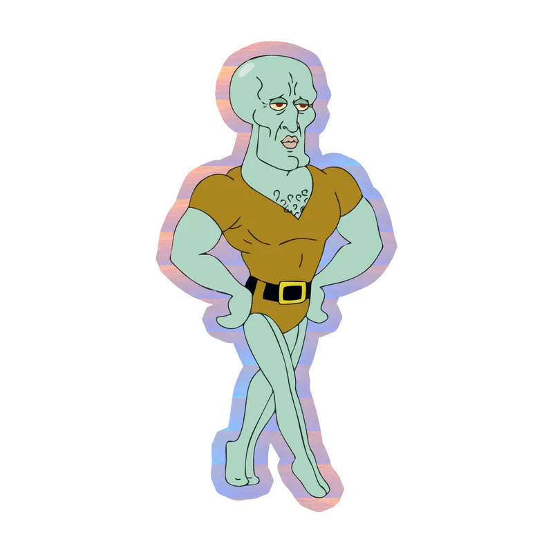 Spongebob - Handsome Squidward Holographic Vinyl Decal - Custom Size