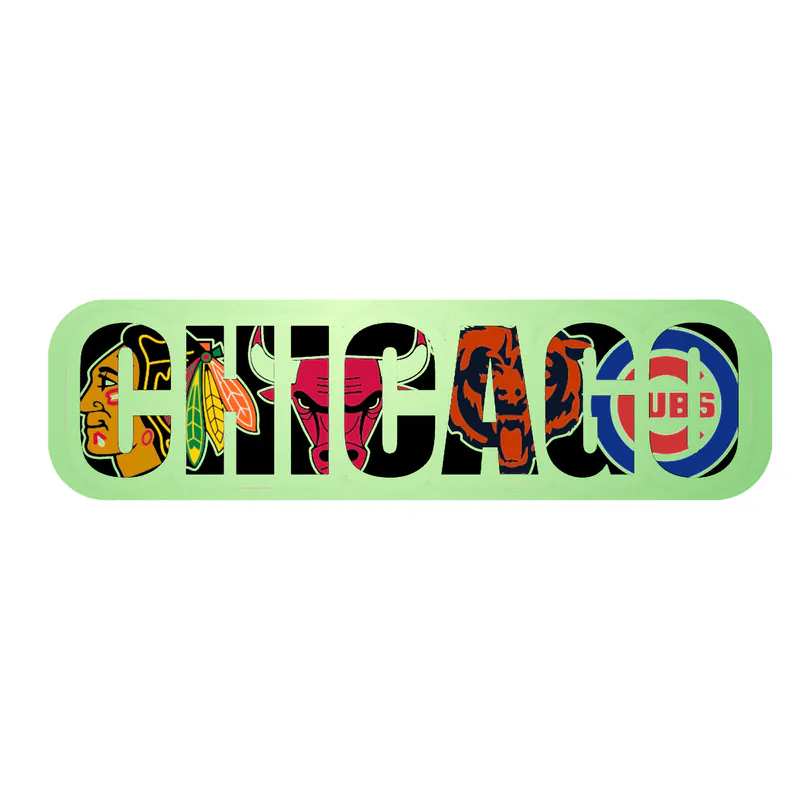 Chicago Sports Teams Mashup - Image 1 - Glow in the Dark Vinyl Sticker - Custom Size