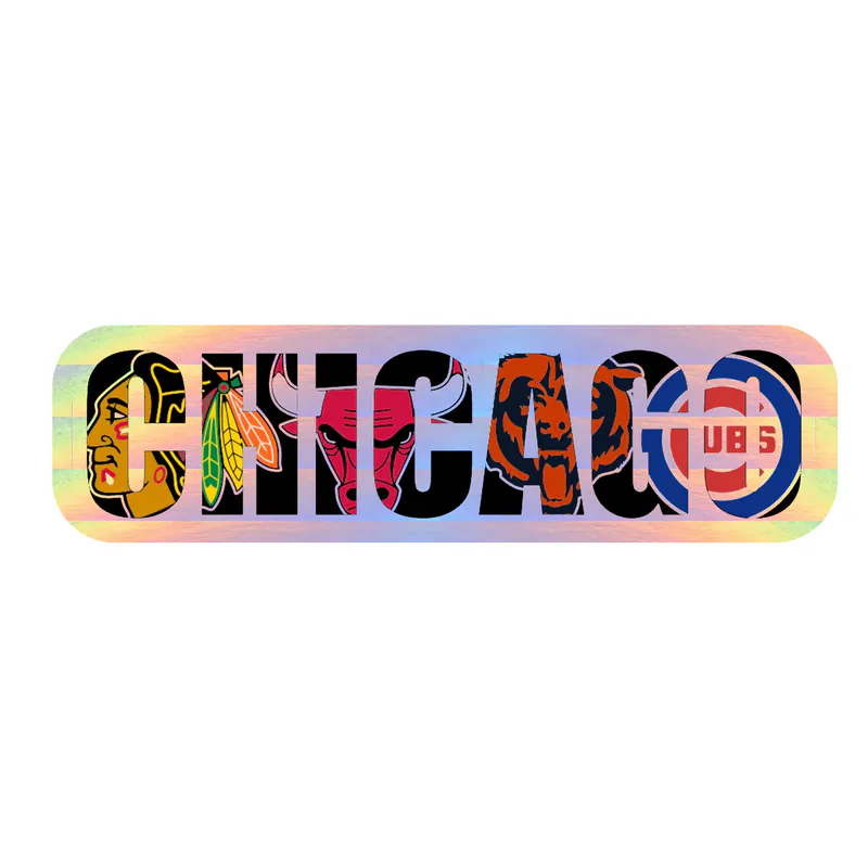 Chicago Sports Teams Mashup - Image 1 - Holographic Vinyl Sticker - Custom Size