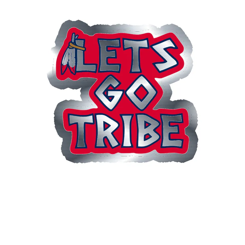 Cleveland Indians - Let's Go Tribe - Silver Chrome Vinyl Sticker - Custom Size