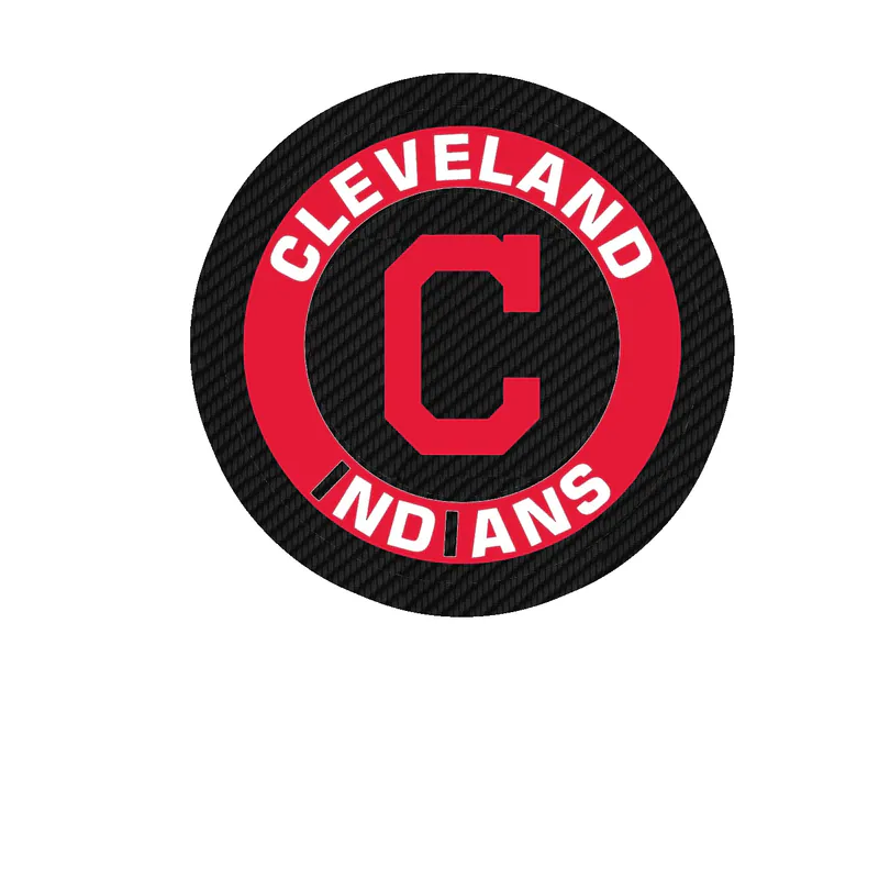 Cleveland Indians - Blue and Red Circle - Carbon Fiber Vinyl Sticker - Custom Size