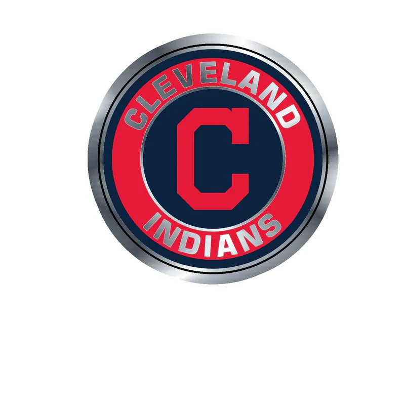 Cleveland Indians - Blue and Red Circle - Silver Chrome Vinyl Sticker - Custom Size