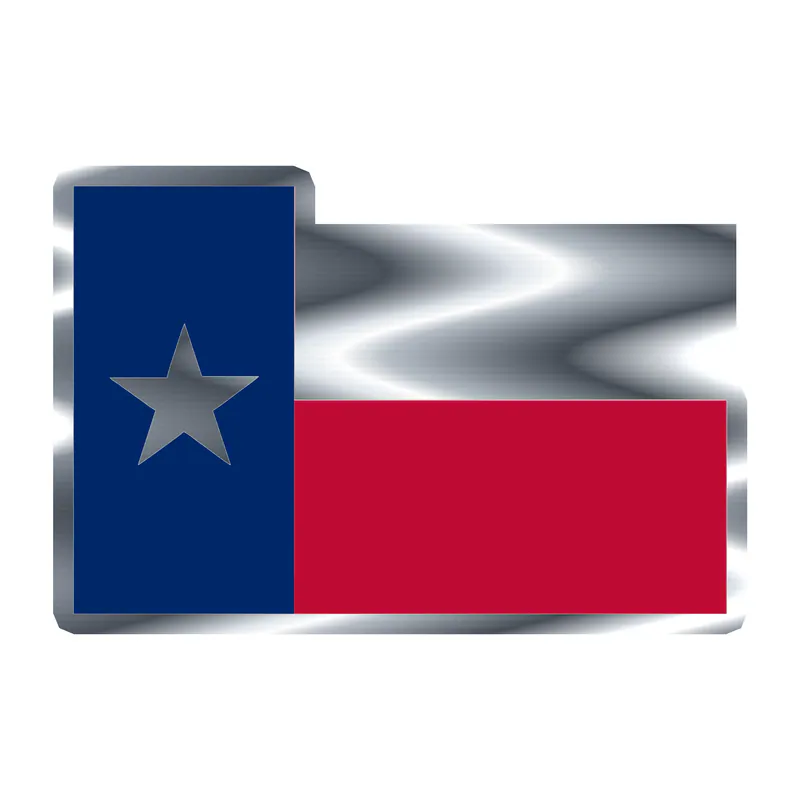 Texas Flag Silver Chrome Vinyl Decal - Custom Size