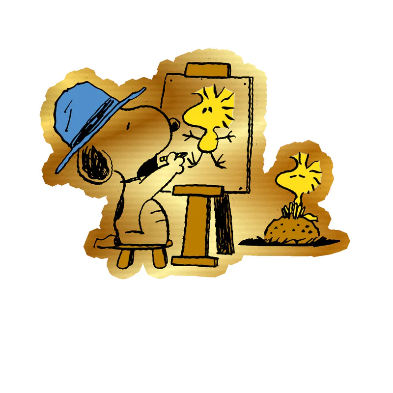 Snoopy and Woodstock Gold Chrome Vinyl Decal