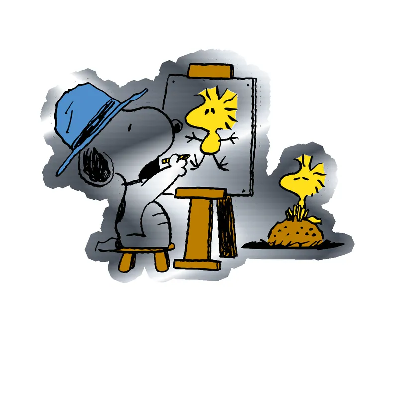 Snoopy and Woodstock Silver Chrome Vinyl Decal