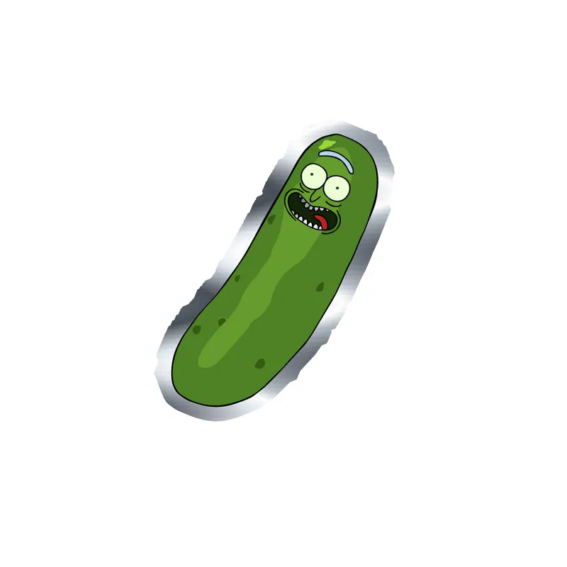 Rick And Morty - Pickle Rick - Silver Chrome Vinyl Sticker - Custom Size