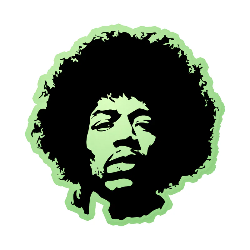 Jimi Hendrix Glow in the Dark Vinyl Decal - Custom Size