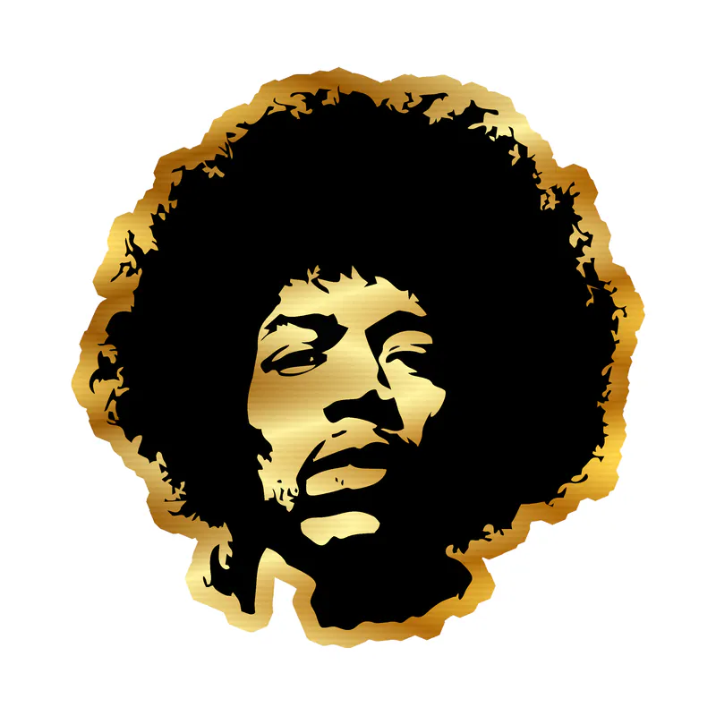 Jimi Hendrix Gold Chrome Vinyl Decal - Custom Size