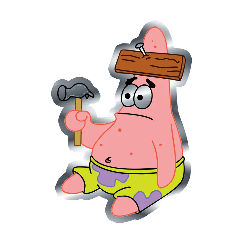 Spongebob - Silver Chrome Vinyl Decal - Custom Size