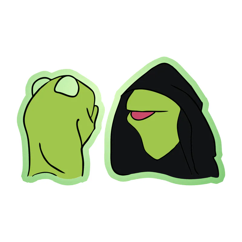 Kermit- Double - Glow in the Dark Vinyl Decal - Custom Size