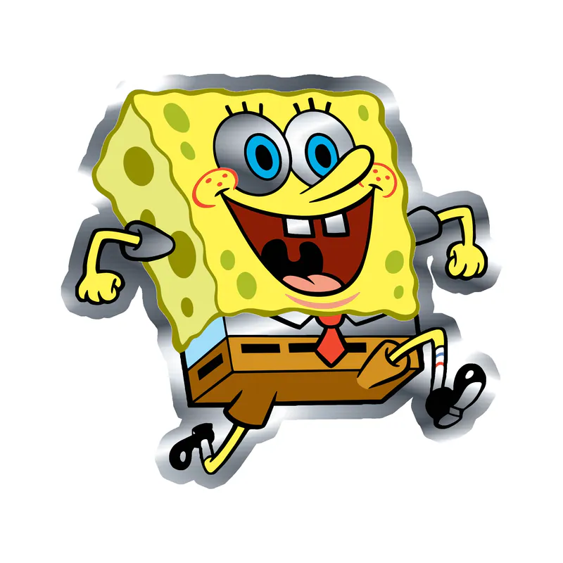 Spongebob - Silver Chrome Vinyl Decal - Custom Size