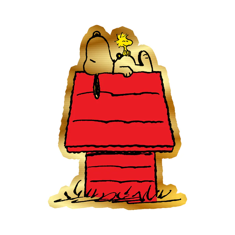 Snoopy and Woodstock Gold Chrome Vinyl Decal