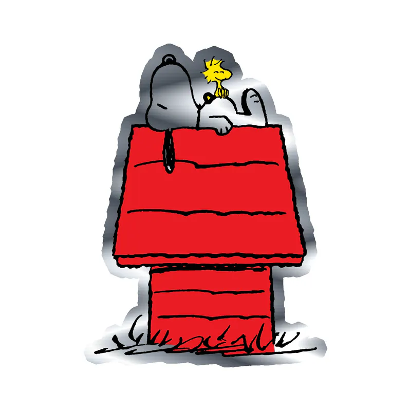 Snoopy and Woodstock Silver Chrome Vinyl Decal