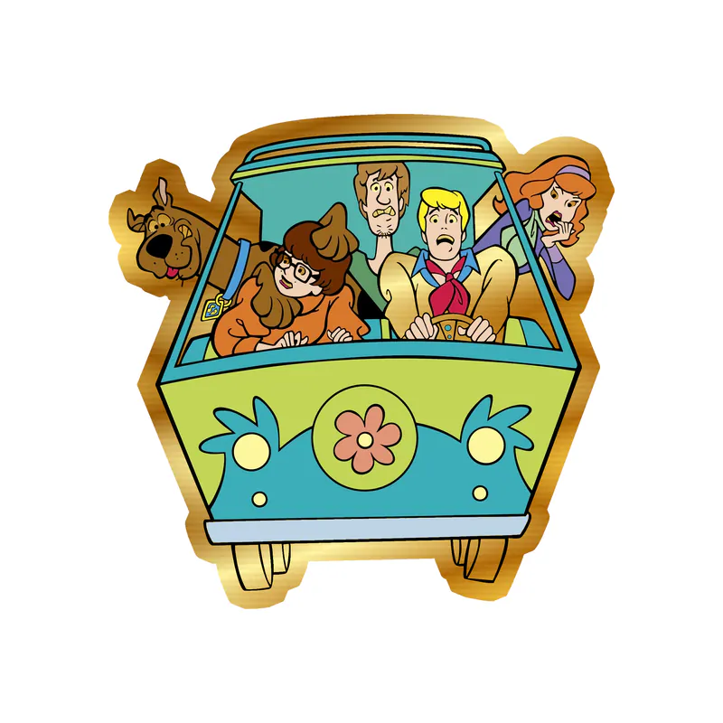 Scooby Doo - Mystery Machine - Gold Chrome Vinyl Sticker - Custom Size