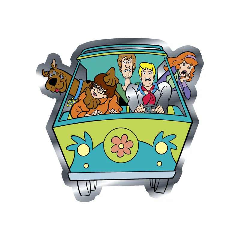 Scooby Doo - Mystery Machine - Silver Chrome Vinyl Sticker - Custom Size