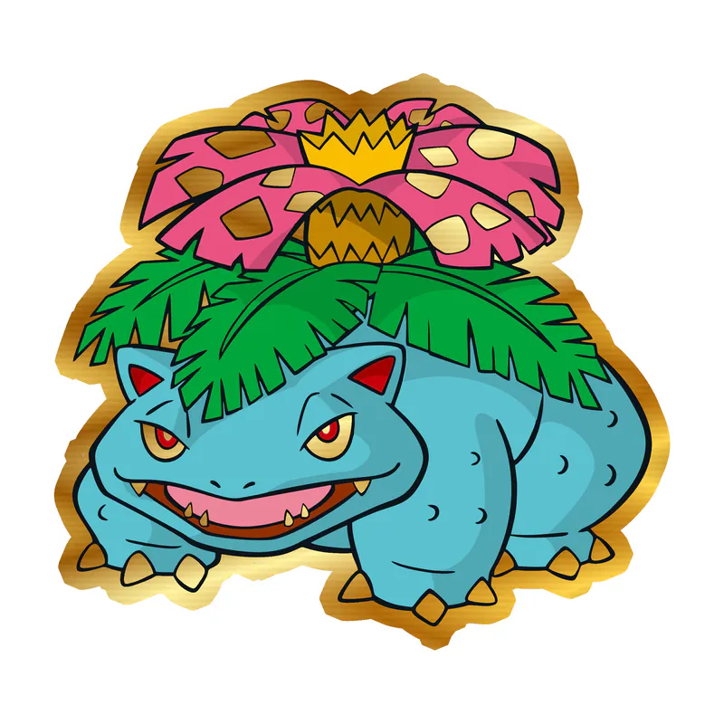 Venusaur Gold Chrome Vinyl Decal