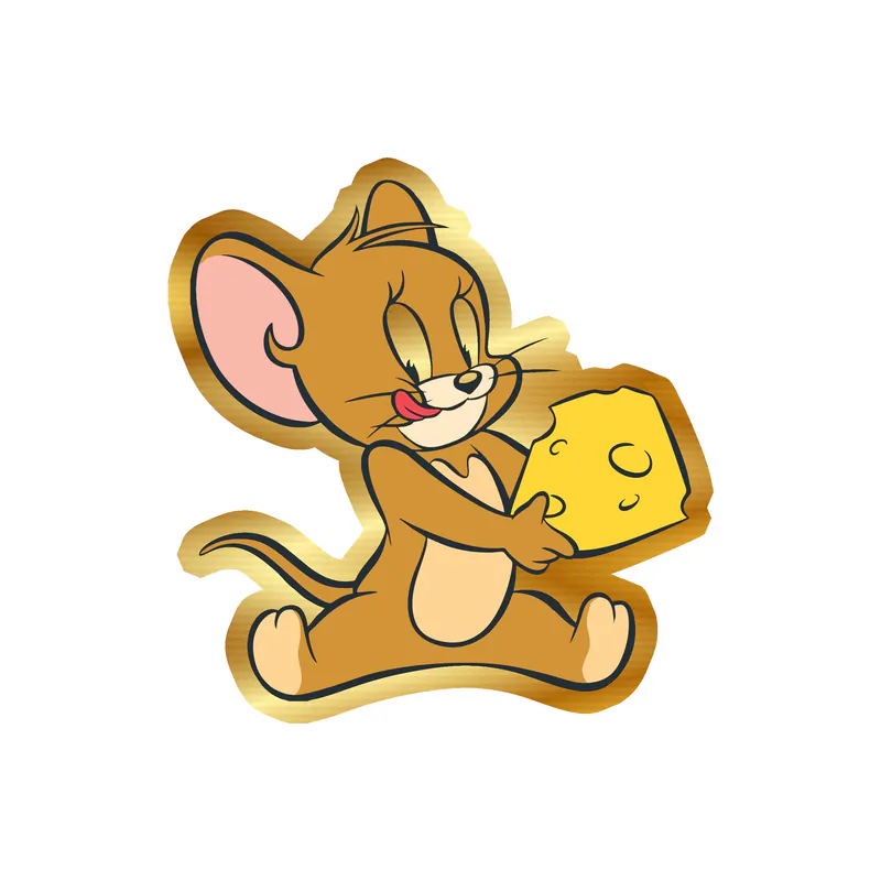 Tom and Jerry- Jerry - Gold Chrome Vinyl Sticker - Custom Size