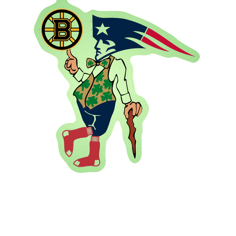Boston Sports Teams Mashup Glow in the Dark Vinyl Sticker - Custom Size