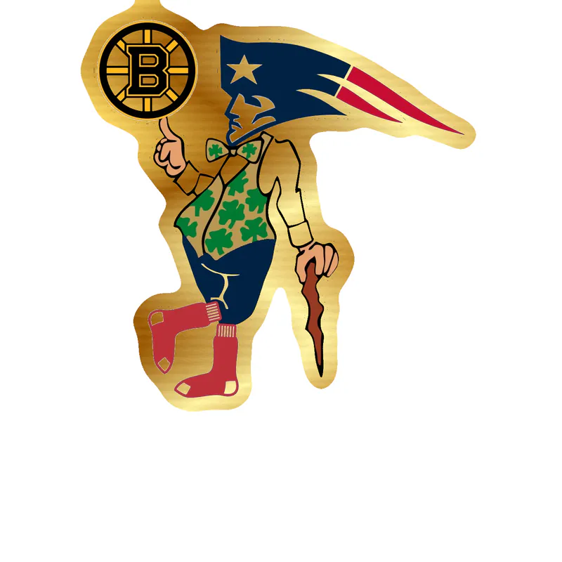 Boston Sports Teams Mashup Gold Chrome Vinyl Sticker - Custom Size